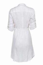 Current Boutique-120% Lino - White Long Sleeve Linen Dress w/ Sparkle Middle Front Sz 8