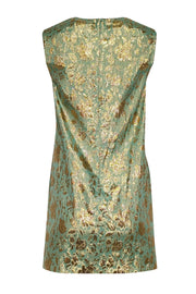 Current Boutique-3.1 Phillip Lim - Mint Green and Metallic Gold Floral Brocade Shift Dress Sz 2