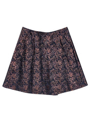 Current Boutique-3.1 Phillip Lim - Navy & Bronze Brocade Faux Wrap Skirt Sz 6