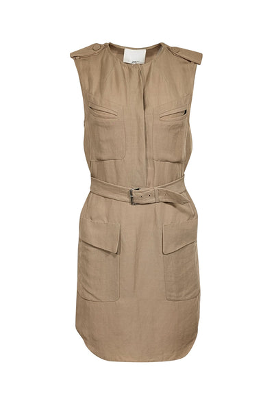 Current Boutique-3.1 Phillip Lim - Tan Utility Sleeveless Mini Dress Sz 2