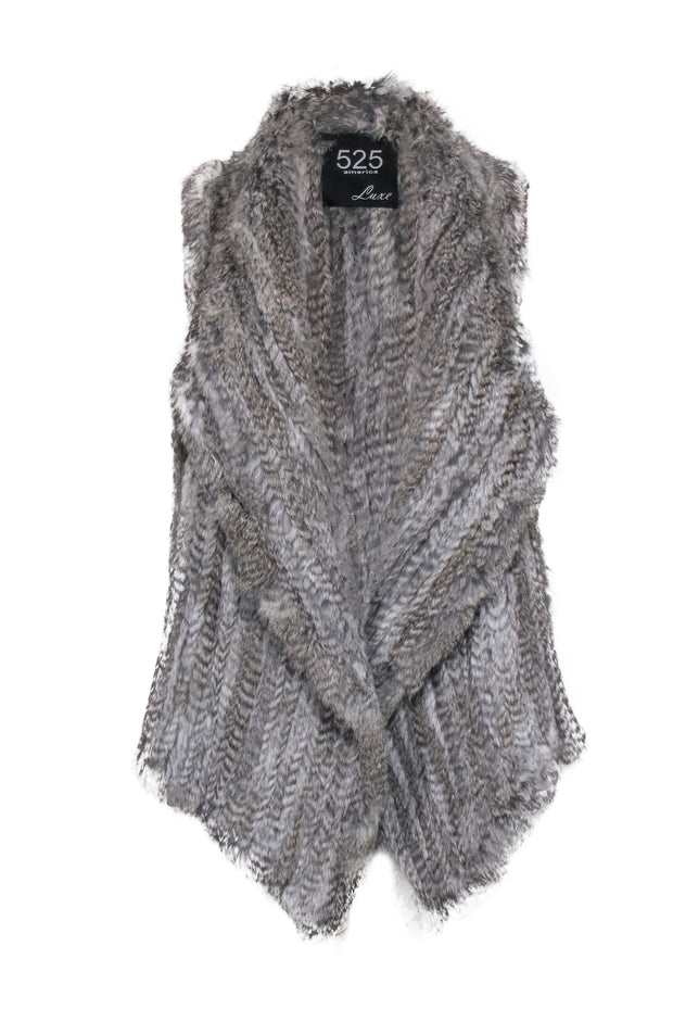 Current Boutique-525 America - Grey Rabbit Fur Vest Sz XS