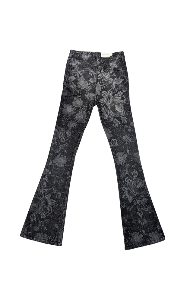 Current Boutique-7 For All Mankind - Washed Black Floral Skinny Bootcut Jeans Sz 4