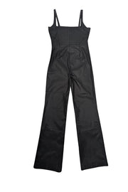 Current Boutique-7 for All Mankind - Black Coated Denim Wide-Leg Jumpsuit Sz L