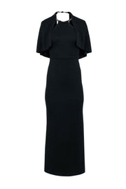 Current Boutique-ABS - Black Crepe Colum Gown w/ Halter Detail Neckline Sz XS