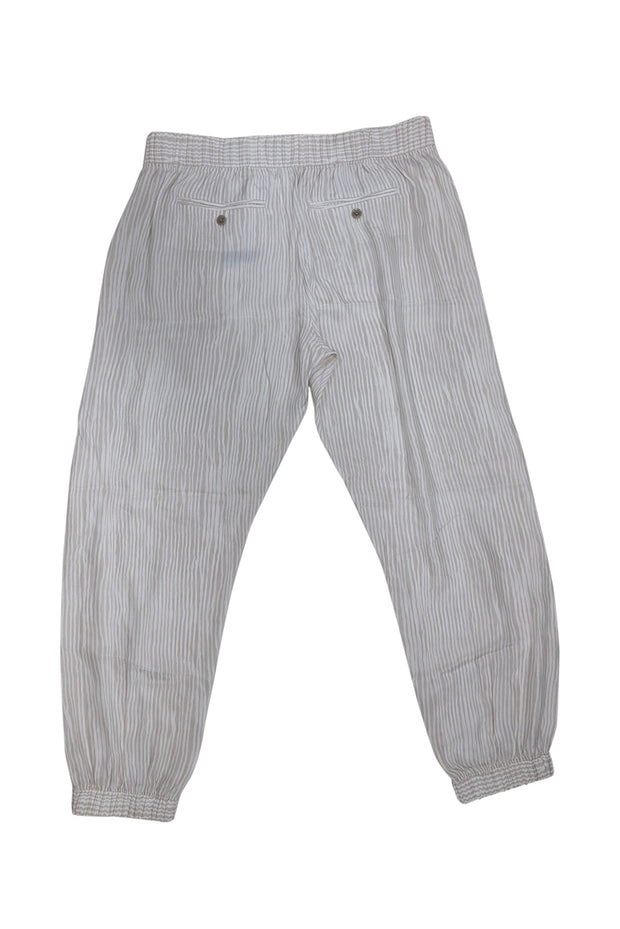 Current Boutique-ATM - White & Beige Striped Silk Joggers Sz L