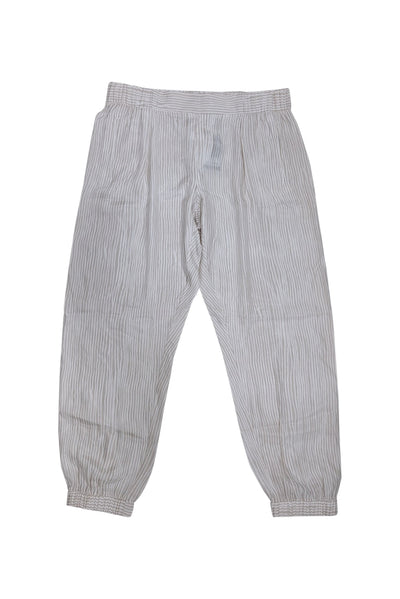 Current Boutique-ATM - White & Beige Striped Silk Joggers Sz L