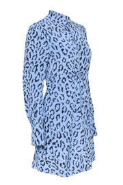 Current Boutique-A.L.C. - Baby Blue & Black Leopard Print Silk Zip Front Dress Sz S