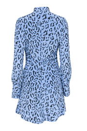 Current Boutique-A.L.C. - Baby Blue & Black Leopard Print Silk Zip Front Dress Sz S