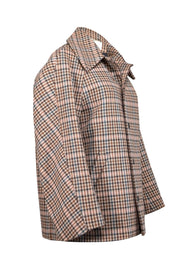 Current Boutique-A.L.C. - Beige, Tan, & Teal Plaid Stretch Wool Oversized Coat Sz XS