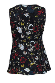 Current Boutique-A.L.C. - Black & Multi Color Floral Sleeveless Top Sz 0