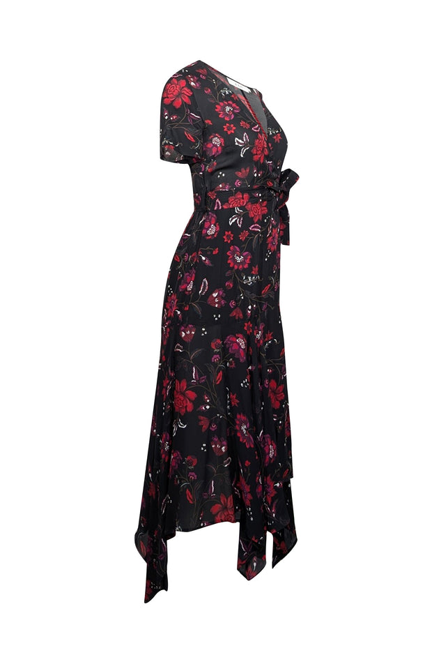 Current Boutique-A.L.C. - Black & Red Floral Wrap Dress Sz 0