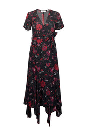 Current Boutique-A.L.C. - Black & Red Floral Wrap Dress Sz 0