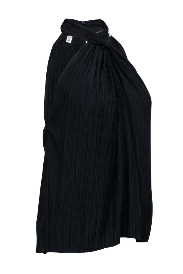 Current Boutique-A.L.C. - Black Sleeveless High Neck Pleated Top Sz 4