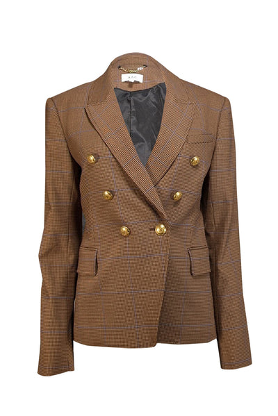 Current Boutique-A.L.C. - Brown Houndstooth Double Breasted Blazer Sz 8