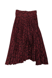 Current Boutique-A.L.C. - Dark Red & Black Snakeskin Print Pleated Skirt Sz 2