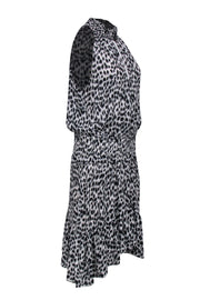 Current Boutique-A.L.C. - Ivory & Black Leopard Print Sleeveless Smocked Waist Dress Sz 14