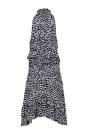 Current Boutique-A.L.C. - Ivory & Black Leopard Print Sleeveless Smocked Waist Dress Sz 14