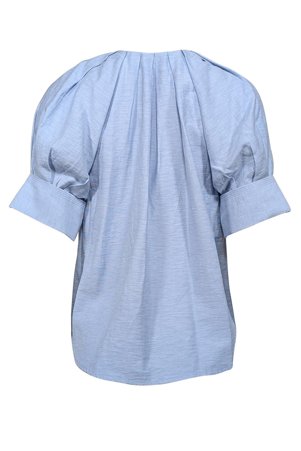 Current Boutique-A.L.C. - Light Blue Cotton & Linen Puff Sleeve Blouse Sz 0