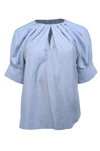 Current Boutique-A.L.C. - Light Blue Cotton & Linen Puff Sleeve Blouse Sz 0