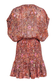 Current Boutique-A.L.C. - Orange & Pink Paisley Print Smocked Bottom Dress Sz 14