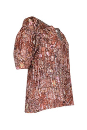 Current Boutique-A.L.C. - Orange, Pink, & Yellow Paisley Print Chiffon Puff Sleeve Top Sz 0