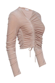 Current Boutique-A.L.C. - Pastel Blush Pink Velvet Ruched Drawstring Top Sz 2