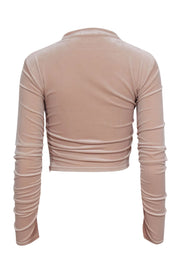 Current Boutique-A.L.C. - Pastel Blush Pink Velvet Ruched Drawstring Top Sz 2