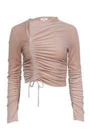 Current Boutique-A.L.C. - Pastel Blush Pink Velvet Ruched Drawstring Top Sz 2