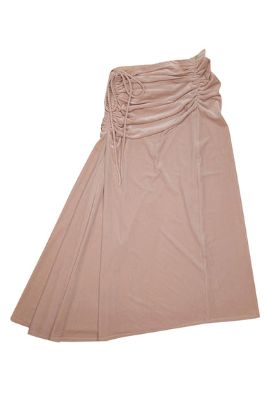 Current Boutique-A.L.C. - Pastel Blush Pink Velvet Ruched Midi Skirt Sz 4