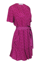 Current Boutique-A.L.C. - Pink & Red Print Short Sleeve Wrap Dress Sz 10