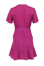 Current Boutique-A.L.C. - Pink & Rust Red Paisley Printed Mini Wrap Dress Sz 4