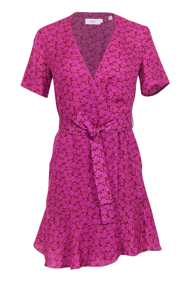 Current Boutique-A.L.C. - Pink & Rust Red Paisley Printed Mini Wrap Dress Sz 4