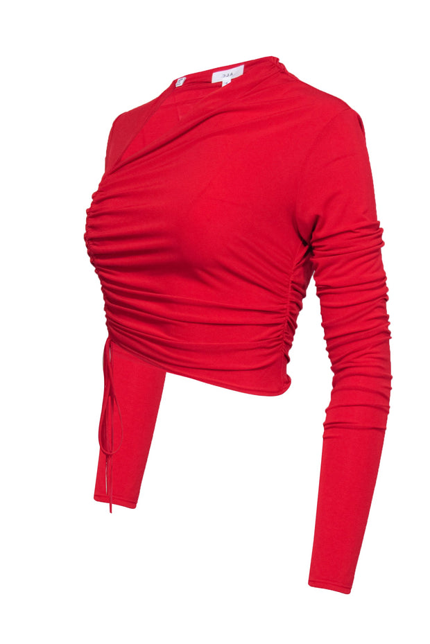 Current Boutique-A.L.C. - Red Ruched Long Sleeve Crop Top Sz M