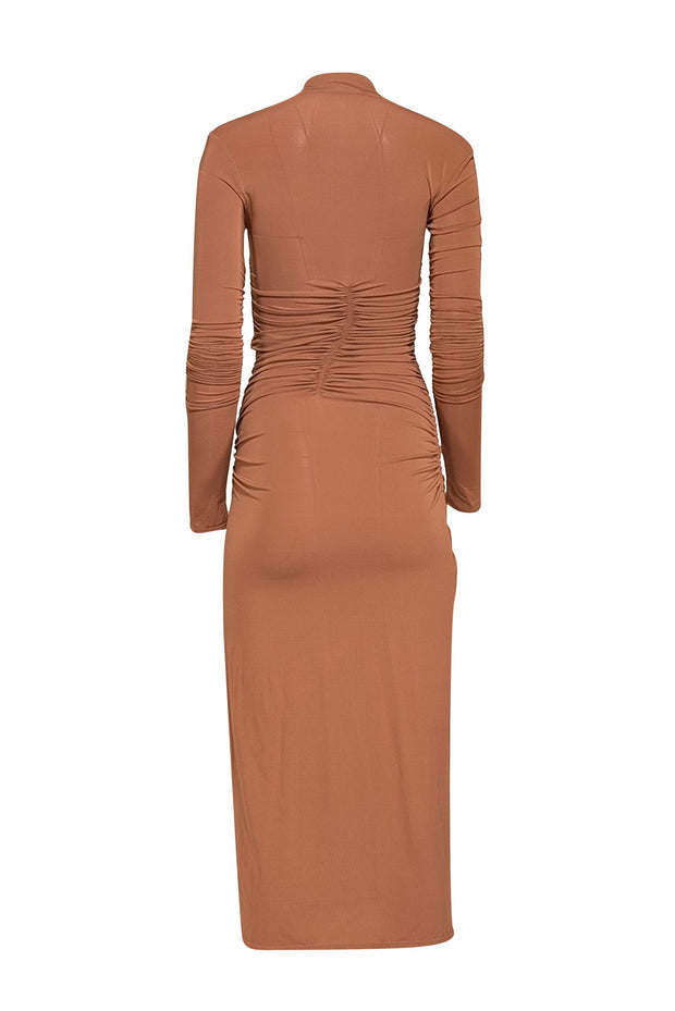 Current Boutique-A.L.C. - Tan Ruched Long Sleeve Midi Dress Sz XS