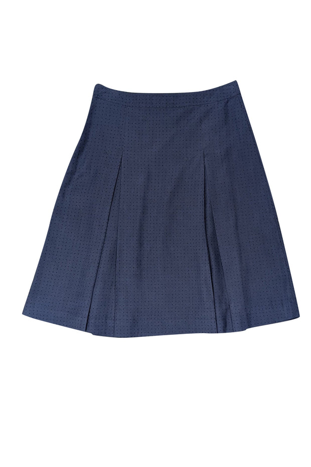 Current Boutique-A.P.C. - Navy Polka Dot Silk Pleated Skirt Sz 0