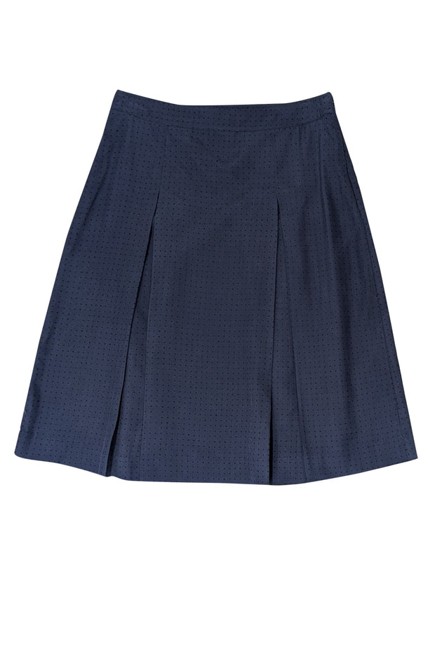 Current Boutique-A.P.C. - Navy Polka Dot Silk Pleated Skirt Sz 0