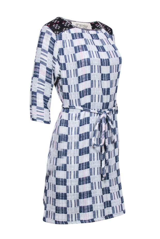 Current Boutique-Ace & Jig - Grey & Blue Checkered Waist Tie Dress Sz S