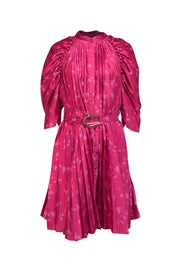 Current Boutique-Acler - Fuchsia Floral Print Pleated Satin Dress Sz 8