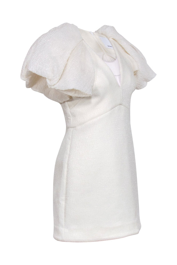 Current Boutique-Acler - Ivory Brocade "Raven" Puff Sleeve Mini Dress Sz 8