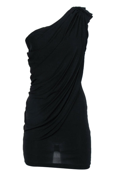 Current Boutique-Adam Lippes - Black One Shoulder Sleeveless Mini Dress Sz XS