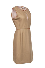 Current Boutique-Adam Lippes - Brown Wool Midi Dress w/ Leather Trim Sz 6