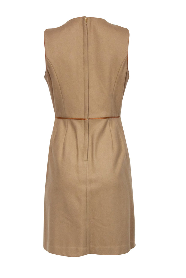 Current Boutique-Adam Lippes - Brown Wool Midi Dress w/ Leather Trim Sz 6