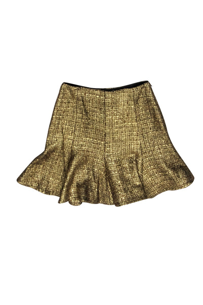 Current Boutique-Adam Lippes - Gold Metallic Tweed Skirt Sz 4