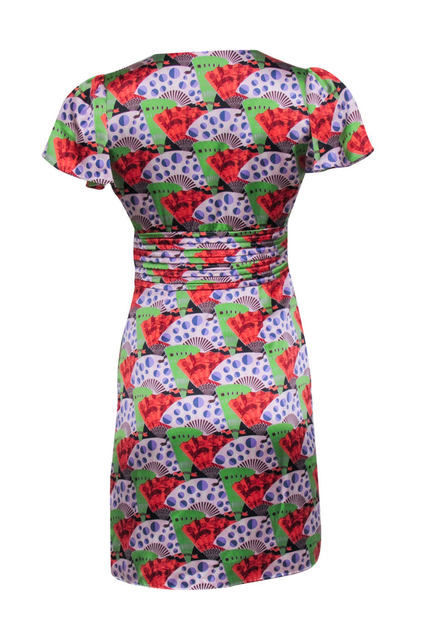 Current Boutique-Adam Lippes - Green & Red Multi Color Printed Silk Dress Sz 4