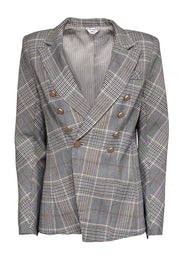 Current Boutique-Adroit - Grey & Cream Plaid Double Breasted Blazer Sz 2