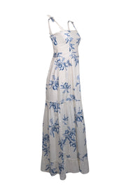 Current Boutique-Agua Bendita for Anthropologie - White w/ Blue Fruit Toile Print Maxi Dress Sz M