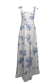 Current Boutique-Agua Bendita for Anthropologie - White w/ Blue Fruit Toile Print Maxi Dress Sz M