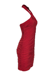 Current Boutique-Aidan Mattox - Red Ruched Halter Dress Sz 4