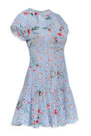 Current Boutique-Aijek - Blue Eyelet Lace w/ Floral Print Detail Dress Sz 2