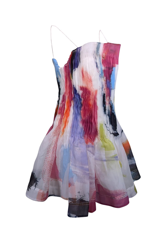 Current Boutique-Aje - White, Pink, Black, & Multi Color Pleated Tulle Dress Sz 8